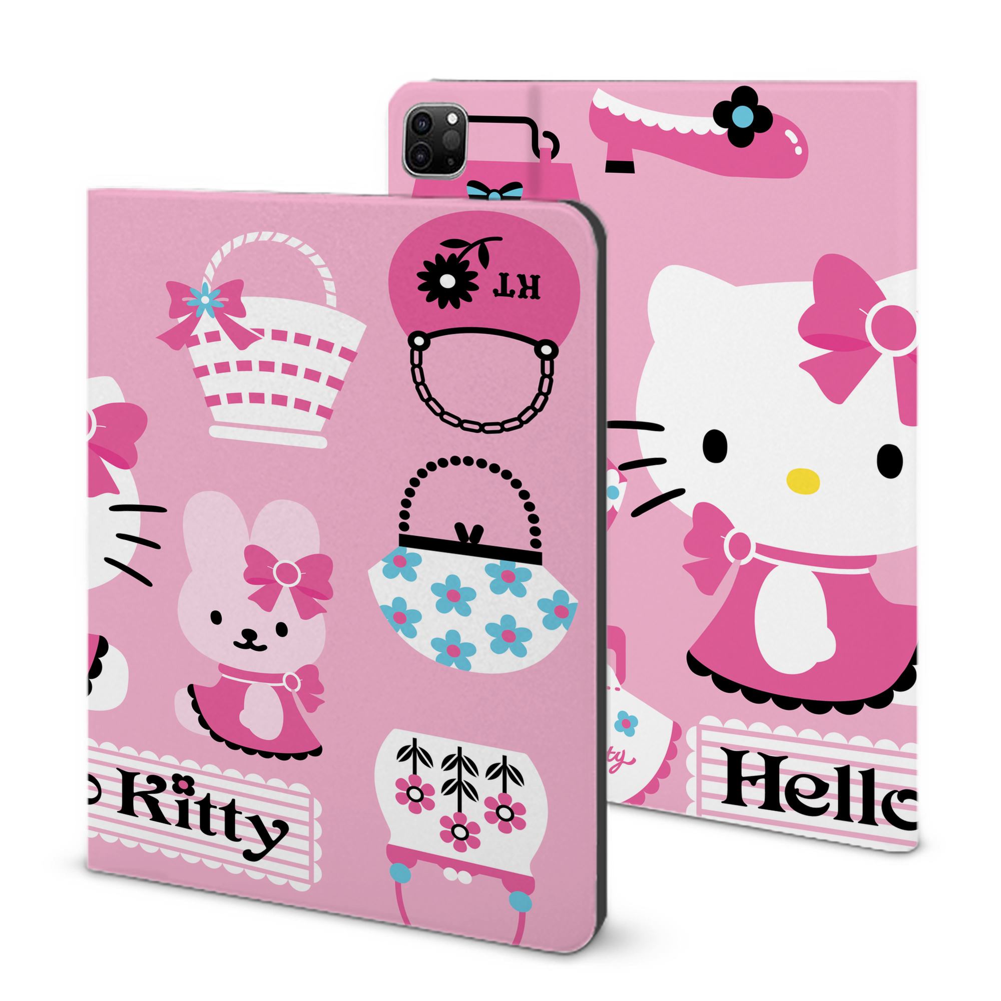 （画像用） Hello Kitty ハローキティ IPad ケース ブック型 PUレザー TPU 耐衝撃 軽量 薄型 ペン収納なし 全面保護 IPad 各モデル対応
